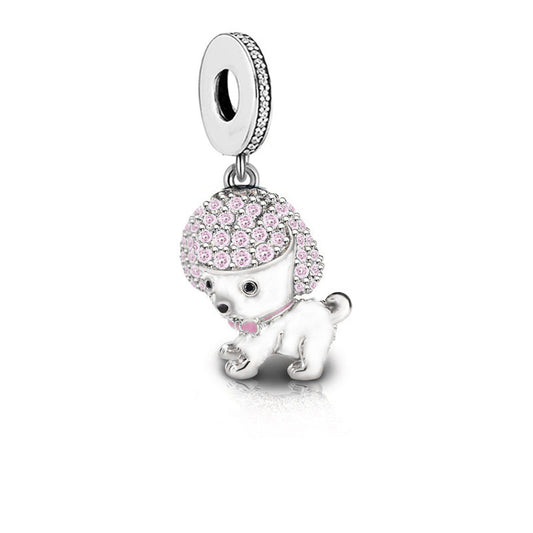 925 Sterling Silver, Cute Poodle Cuppy Charm