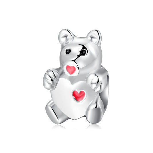 925 Sterling Silver, Teddy Bear Heart Belly Charm