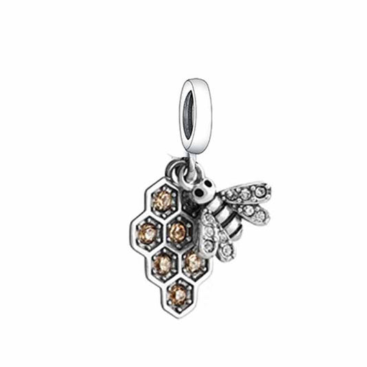 925 Sterling Silver, Bee with Honey Charm Pendant