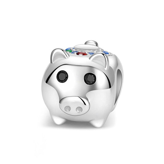 925 Sterling Silver, Cute Piggy Charm