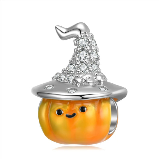 925 Sterling Silver, Magical Witch Pumpkin Charm