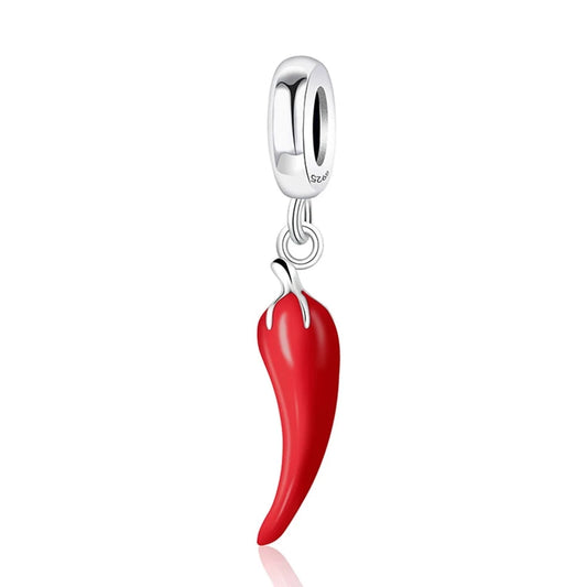 925 Sterling Silver, Red Hot Pepper Charm