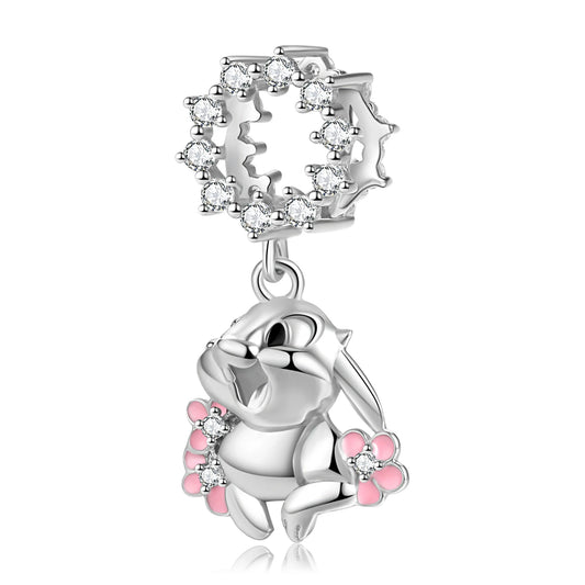 925 Sterling Silver, Happy Bunny Charm