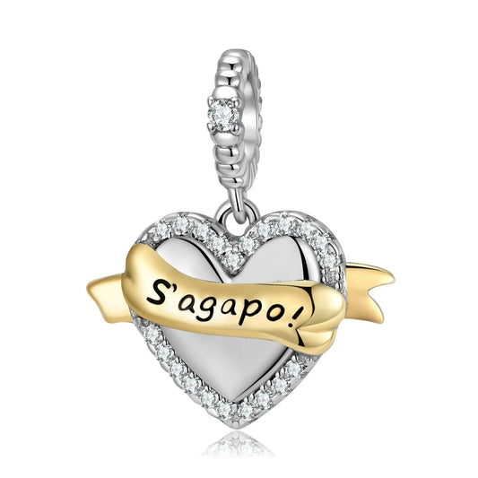 925 Sterling Silver,  S' Agapo Charm