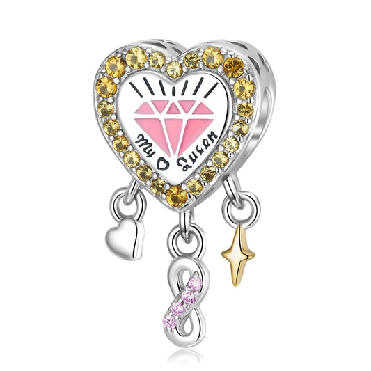 925 Sterling Silver, My Queen Diamond Heart Charm