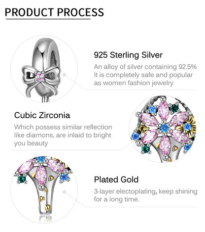 925 Sterling Silver, FLowers Bouquet For Mothers Day Charm