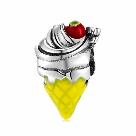 925 Sterling Silver, Ice-Cream Strawberry Charm