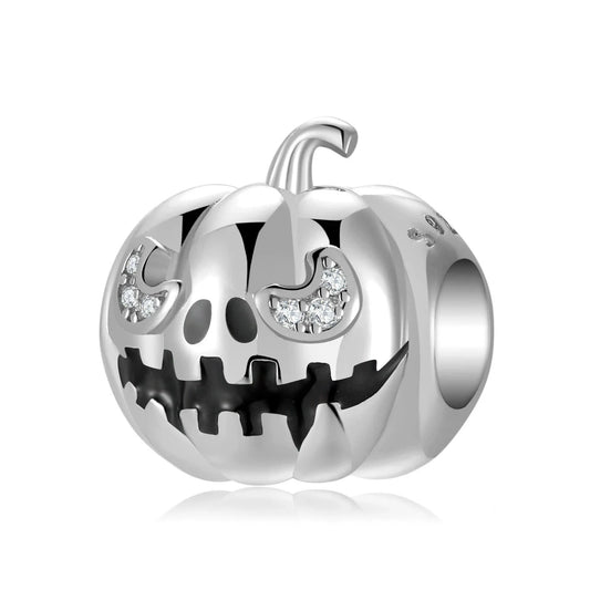 925 Sterling Silver, Halloween Pumpkin Head Charm