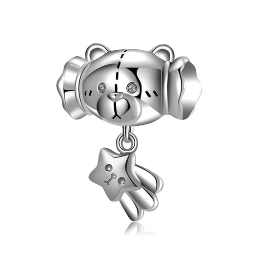 925 Sterling Silver, Bear Candy Head Charm