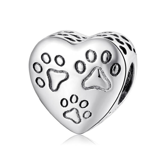 925 Sterling Silver, Openwork Hearts Pet Charm