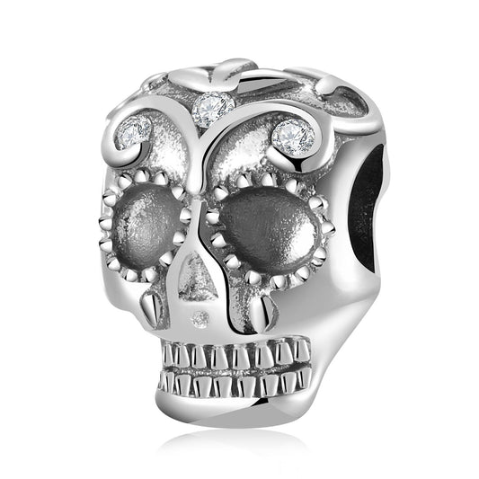925 Sterling Silver, "Gifts for Halloween" Black Skull Charm