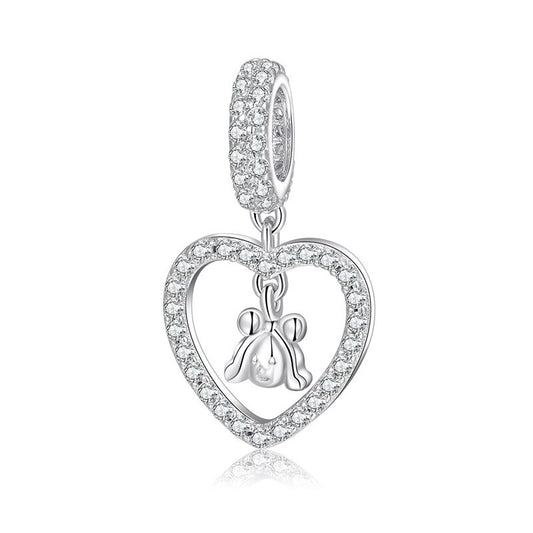 925 Sterling Silver, Sparking Pave Pet Catroon Charm