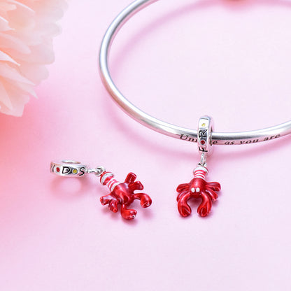 925 Sterling Silver, Red Sea Lobsters Charm
