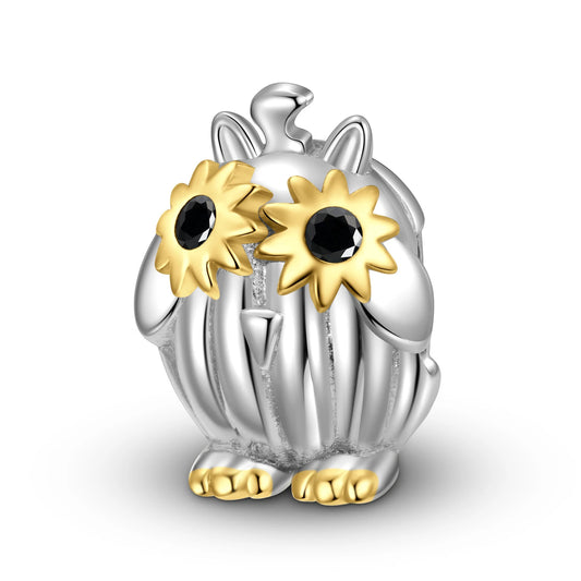 925 Sterling Silver, Cute little Owl With Sunglasses Charm
