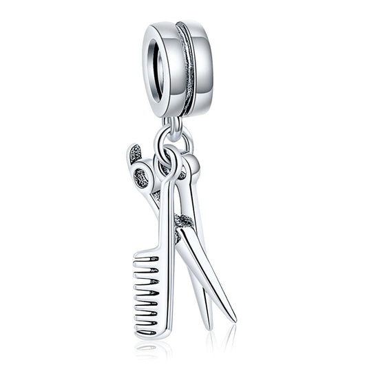 925 Sterling Silver, Barber Set Comb And Scissor Charm