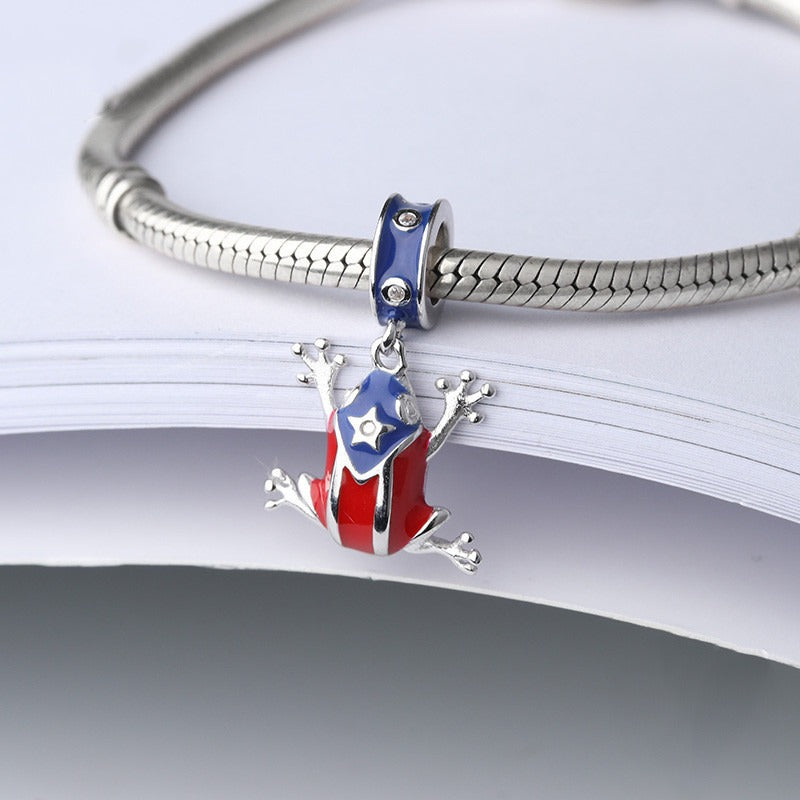 925 Sterling Silver,  Puerto Rico Coqui Frog Charm