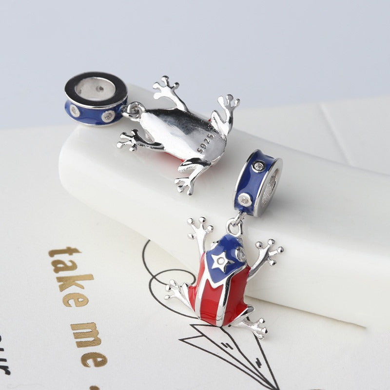 925 Sterling Silver,  Puerto Rico Coqui Frog Charm
